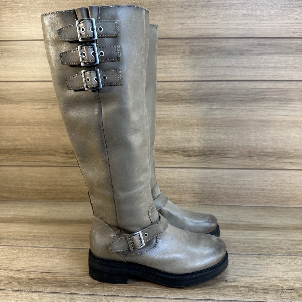 Lucky Brand Citere Buckle Tall Riding Boots‎ Womens 5.5M Knee-High Distressed
